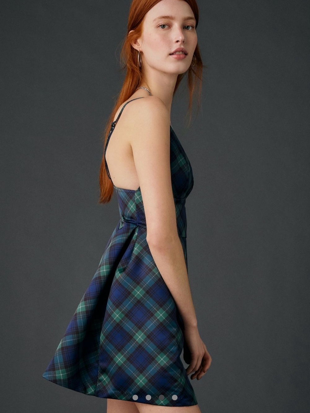 Kimchi Blue Navy and Green Plaid Mini Dress | Size M
